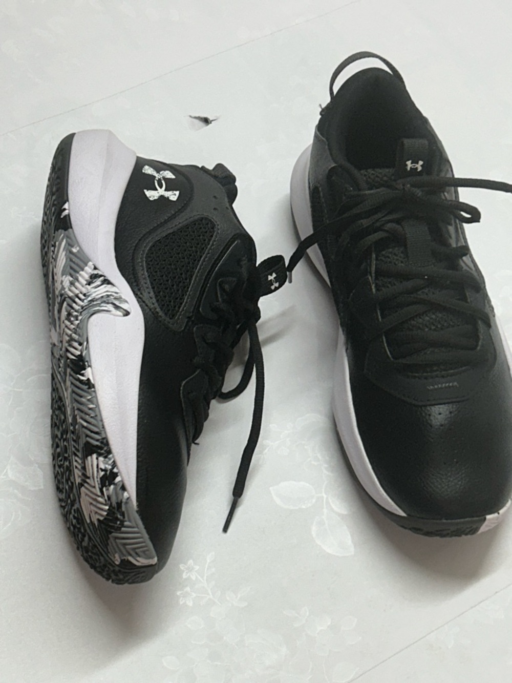 Under Armour Women's Black and White Athletic Sneakers with Patterned Outsole - Picture 3 of 7